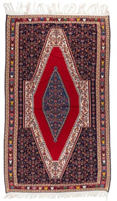 4'8" x 8'2" Antique Turkish Senneh Tribal Wool Rug
