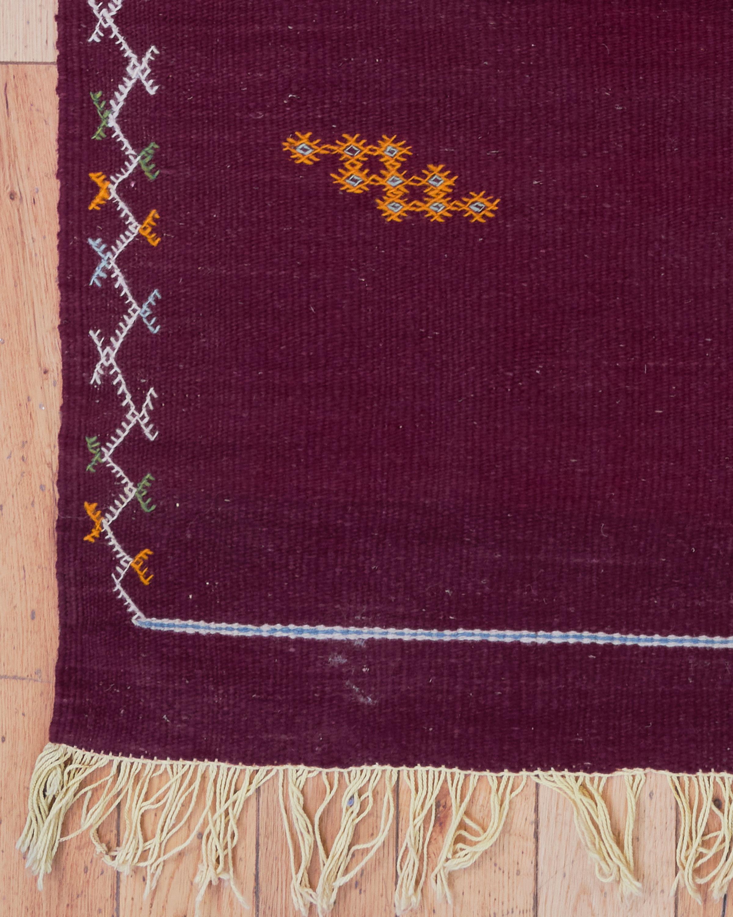4’8” x 8’5 1/2” Calla Multicolor, Purple Handmade Moroccan Wool Kilim Rug Hecho a mano en venta