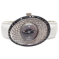 4.80 Carat 18 Karat White Gold Black Diamond Watch