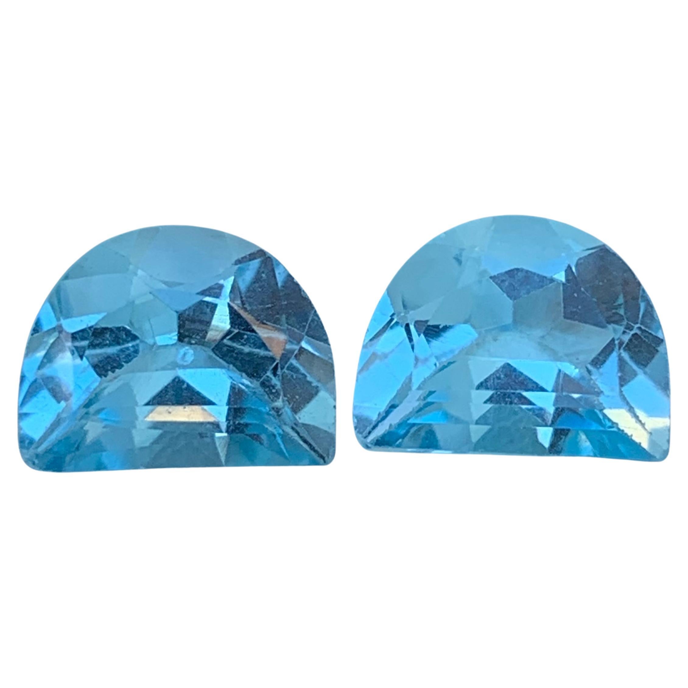 4.80 Carat Adorable Loose Blue Topaz Pair Carving For Earrings 