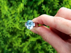 Cartier 4.80 Carat Aquamarine and 0.20 Carat Diamond 18 Karat White Gold Ring