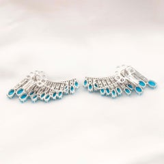4.80 Carat Arizona Turquoise 1.13 Carat SI/H Diamond Earrings 18k White Gold