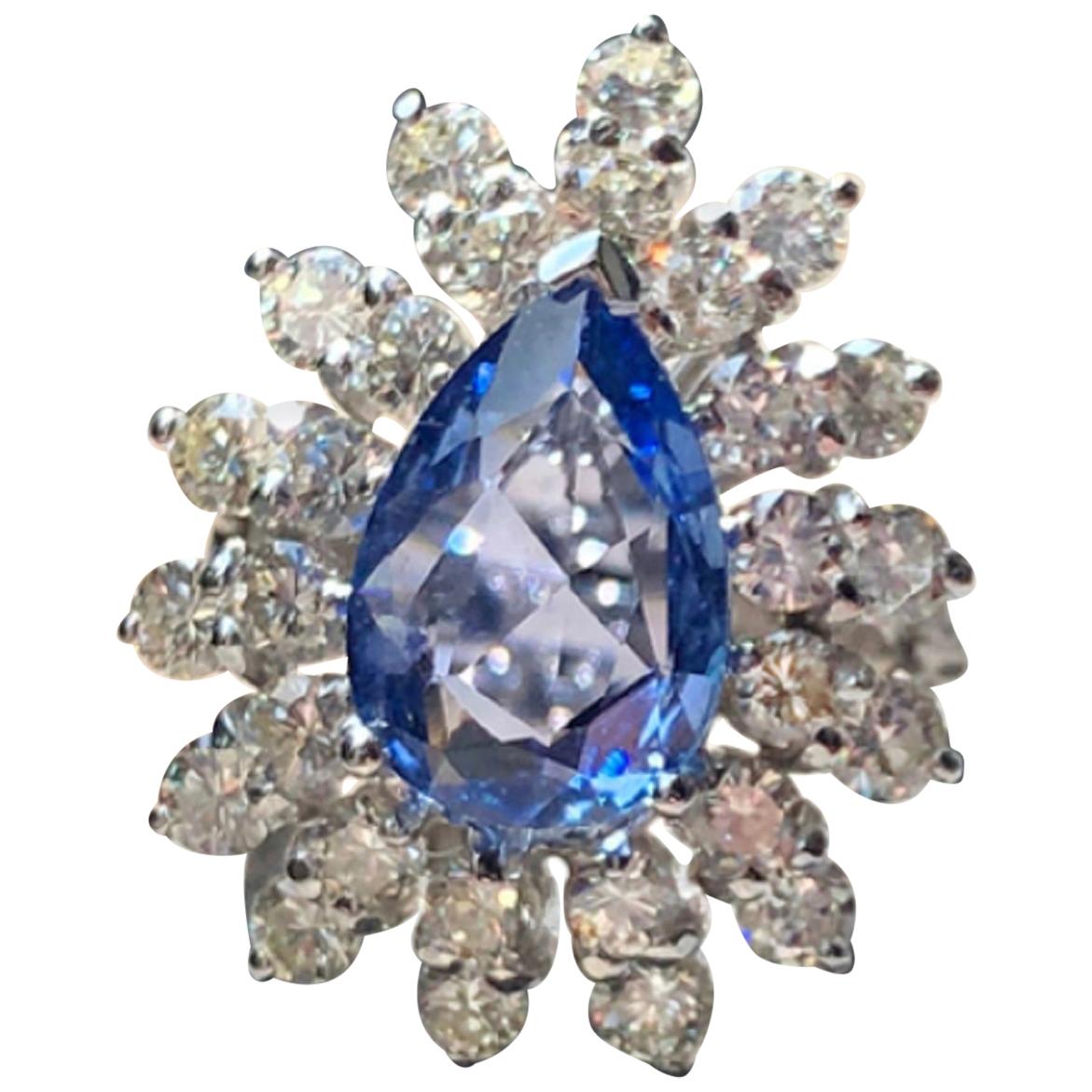 4.80 Carat Cornflower Sapphire and Diamond Cocktail Ring