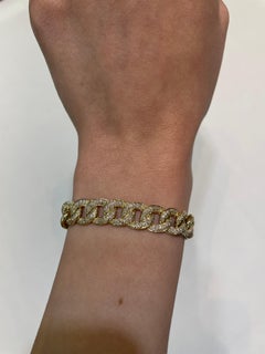 4.80 Carat Diamond Cuban Link Bracelet 18 Karat Yellow Gold