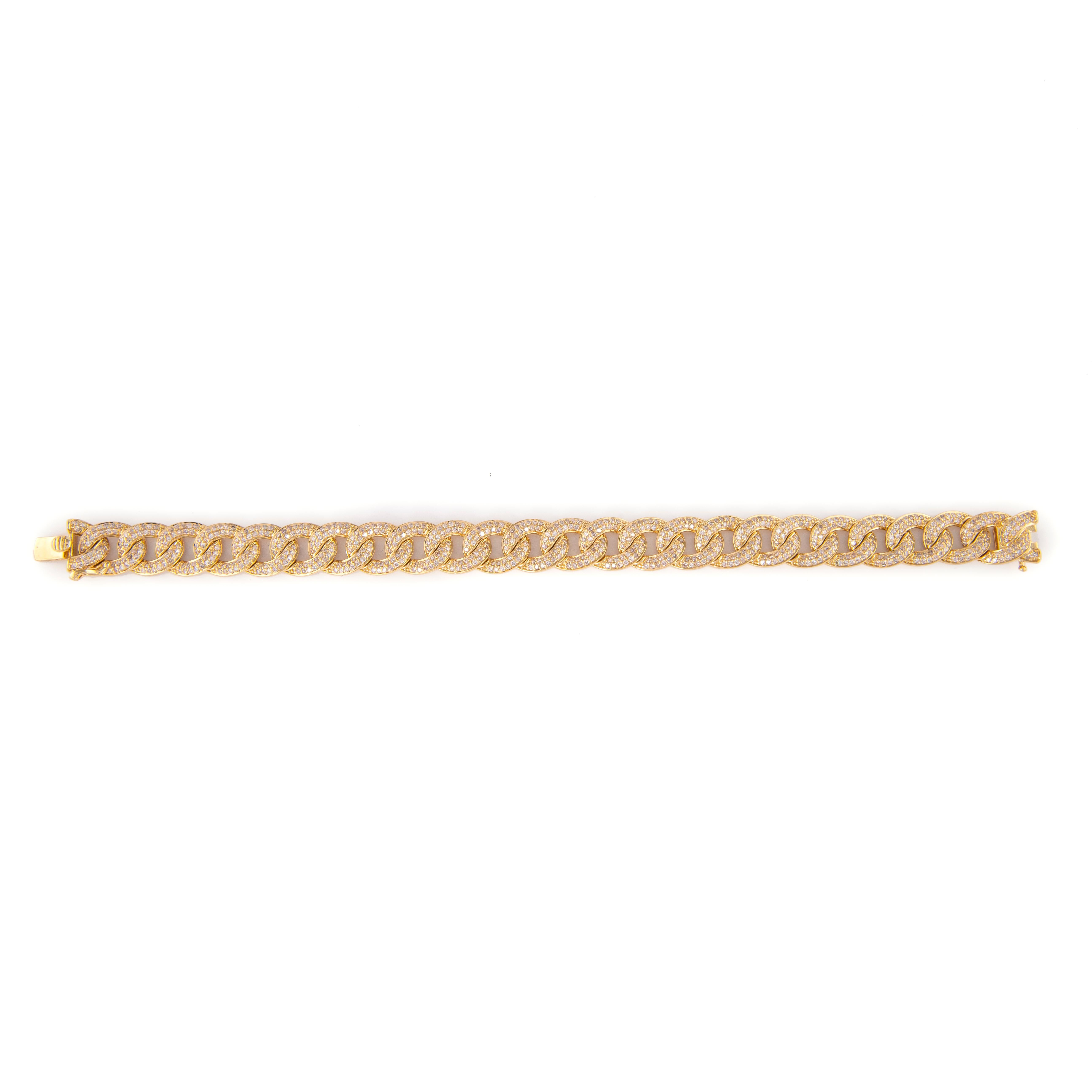 Modern 4.80 Carat Diamond Cuban Link Bracelet 18 Karat Yellow Gold For Sale