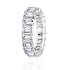 4.80 Carat Emerald Cut Eternity Band Wedding Ring