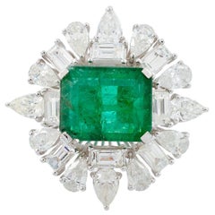4.80 Carat Emerald Diamond 18 Karat White Gold Ring