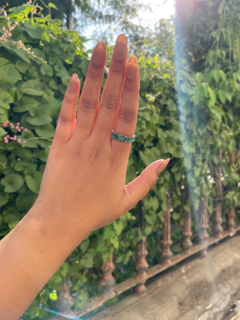 For Sale:  4.80 Carat Emerald Stackable Eternity Unisex Band in Silver Ring for Gifts 7