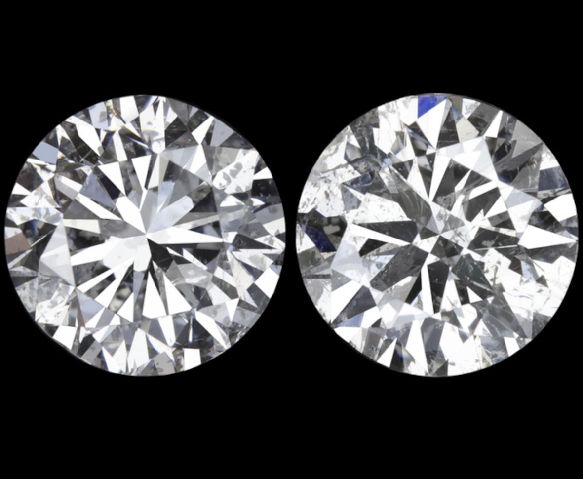 gorgeous 4.80 carat pair of natural diamond stud earrings offer fantastic size, beautifully white color, a clean appearance, and a lively play of light! They are 100% natural earth mined diamonds and have not received any treatments or enhancements