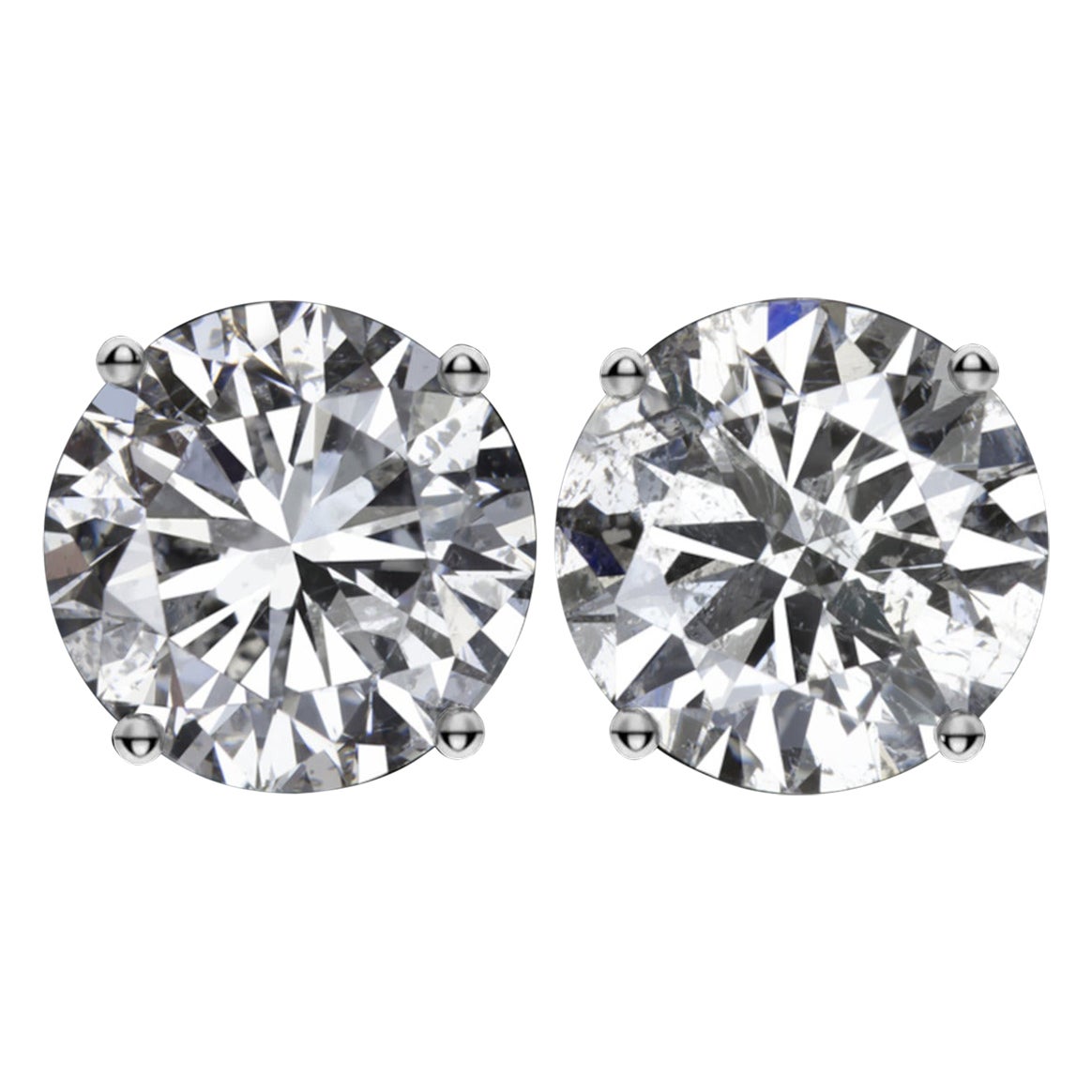 4.80 Carat Excellent Cut Natural Round Diamond Stud Earrings
