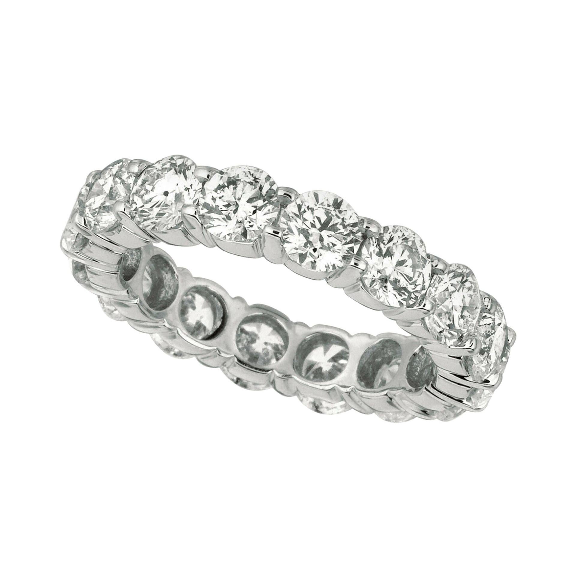 For Sale:  4.80 Carat Natural Diamond Eternity Ring G SI 18 Karat White Gold, 16 Stones