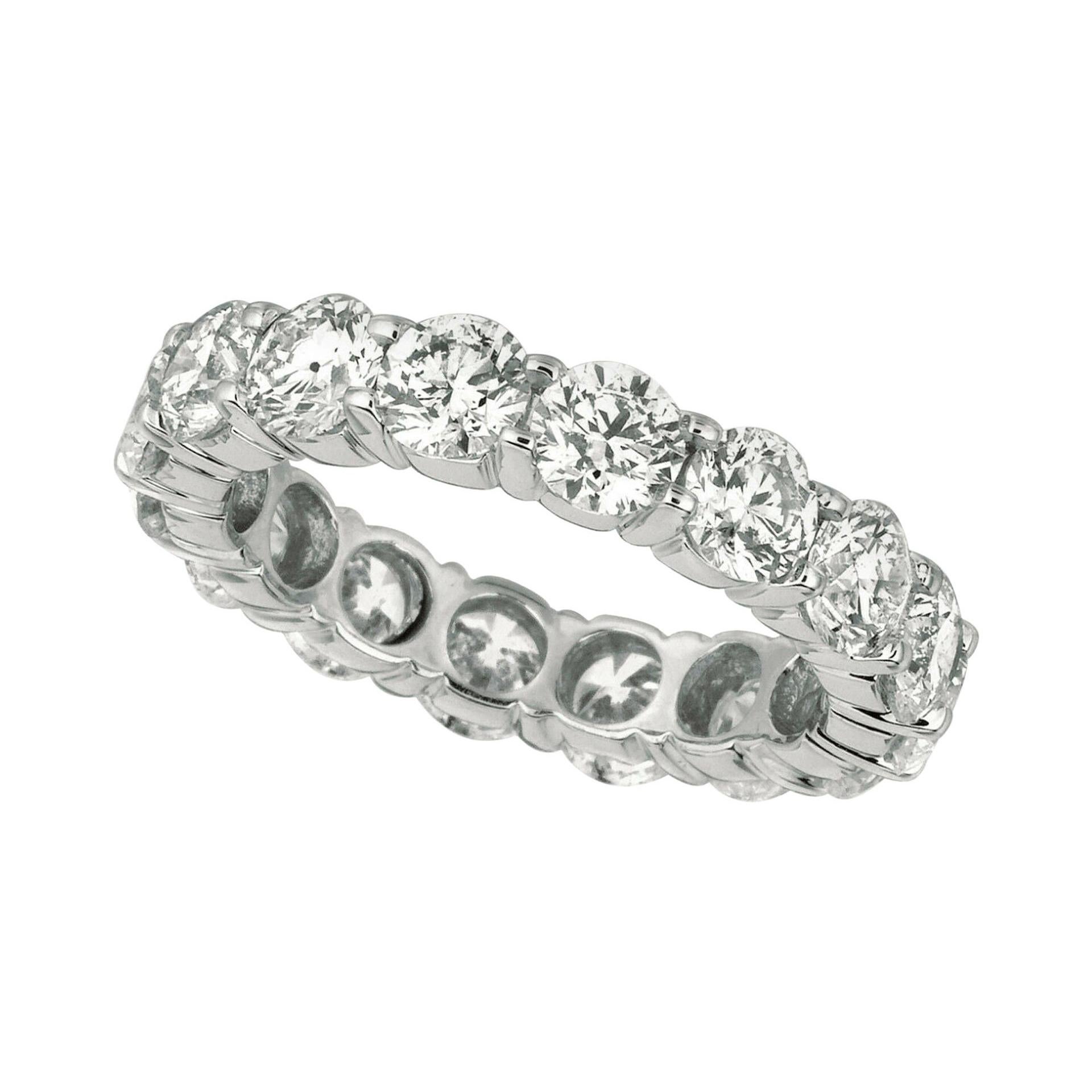 4.80 Carat Natural Diamond Eternity Ring G SI 18 Karat White Gold, 16 Stones