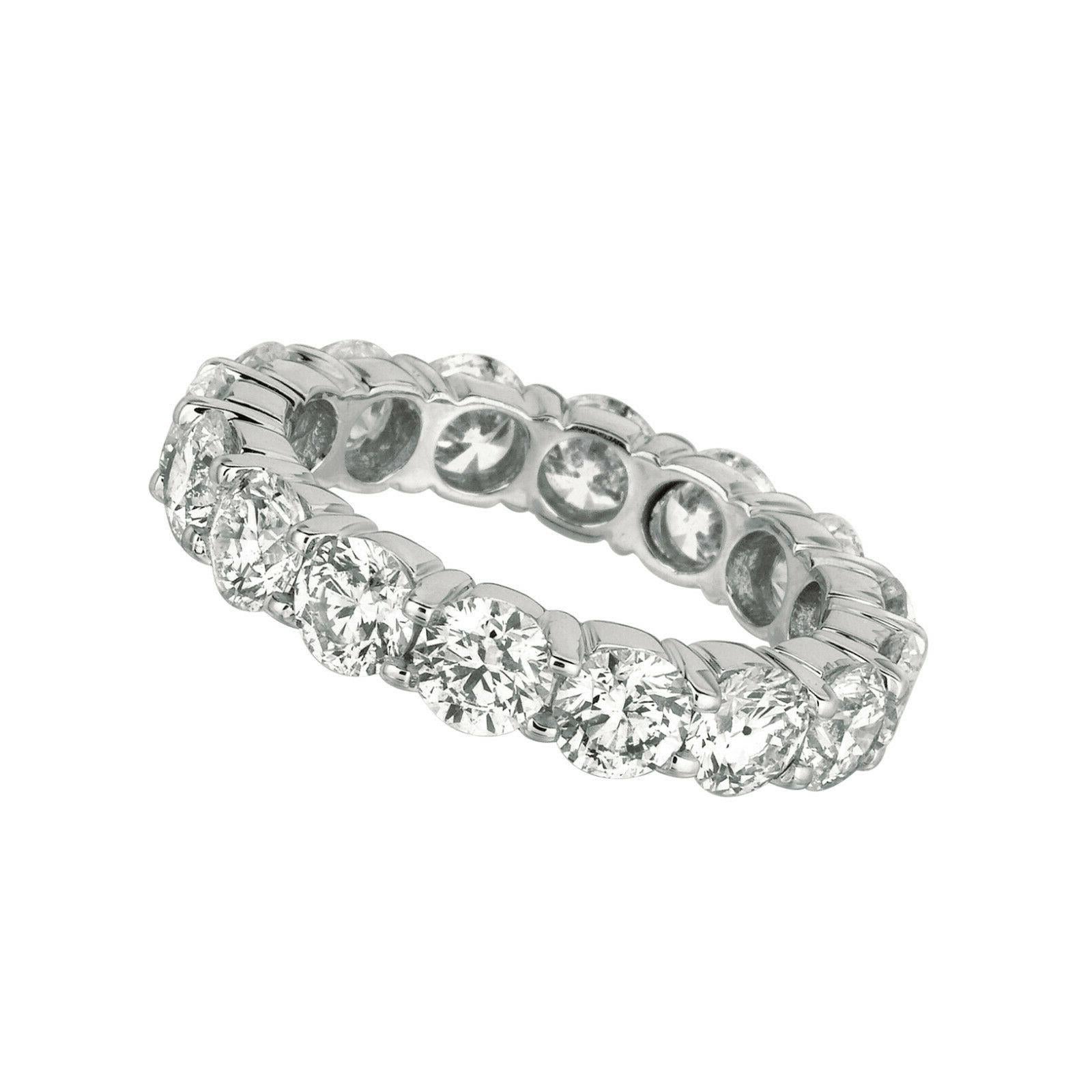 Contemporary 4.80 Carat Natural Diamond Eternity Ring G SI 18 Karat White Gold, 16 Stones For Sale