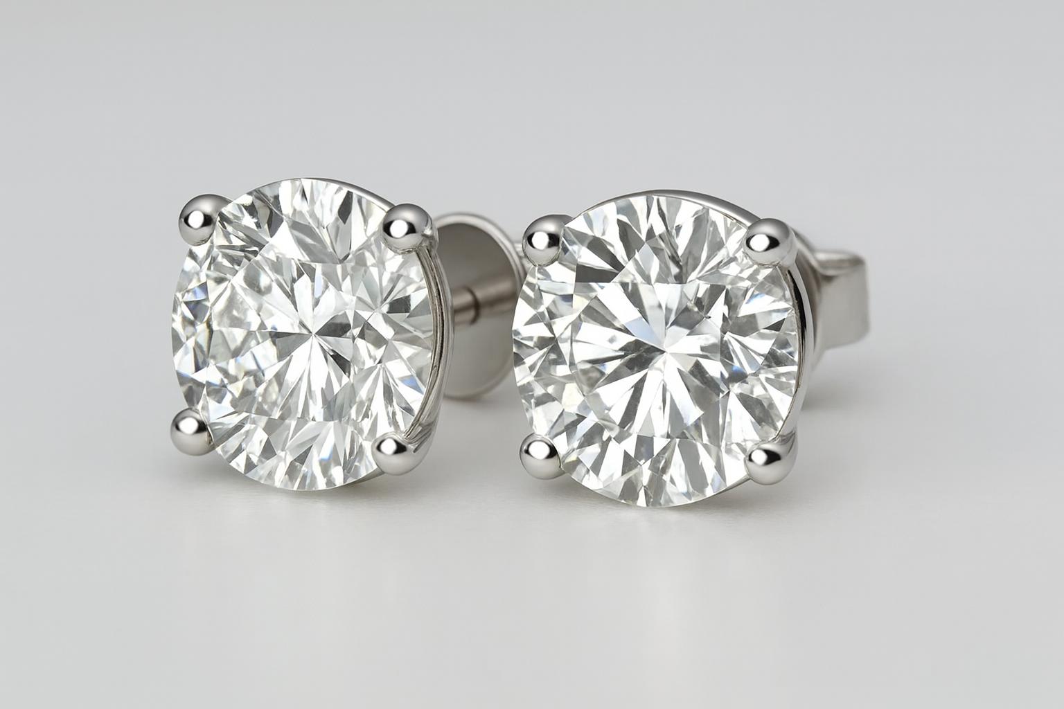 Pendientes de diamantes brillantes redondos de 4,80 quilates naturales extraídos de la tierra Contemporáneo en venta