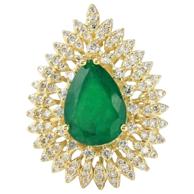 Bague De Mariage En Or Jaune 14 Carats Massif Avec Rubis Et Diamants - Taille Réglable - Fait Main