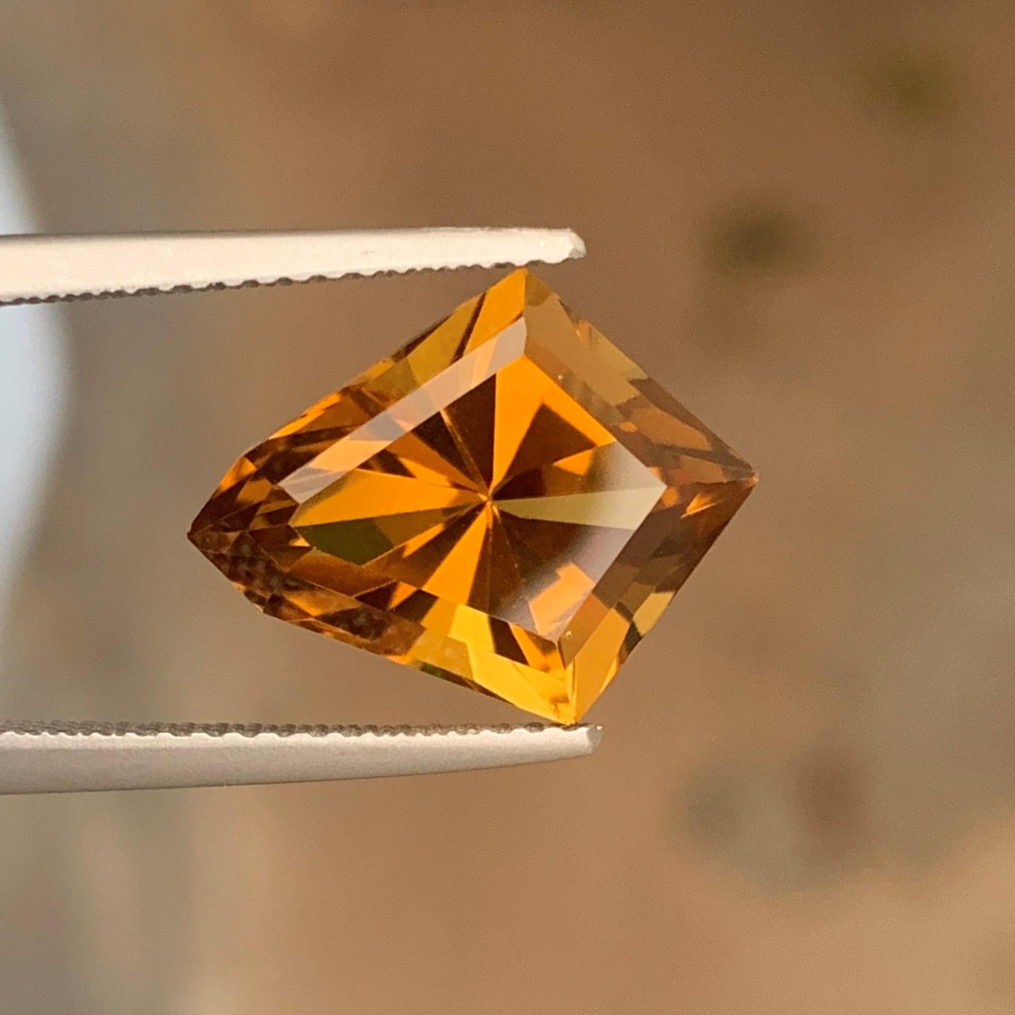 Arts and Crafts 4.80 Carat Natural Fancy Cut Kite Shape Loose Citrine Gemstone from Brazil For Sale