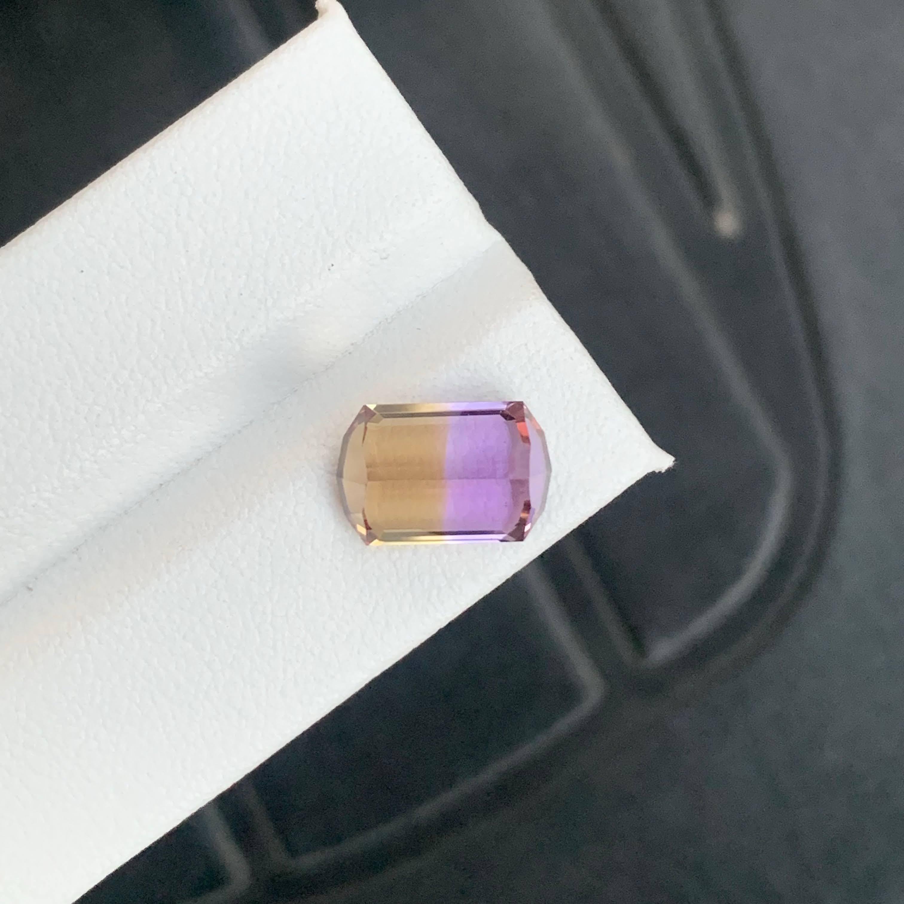 4.80 Carat Natural Loose Bi Color Ametrine Stone Emerald Cut Bolivian Gemstone For Sale 5