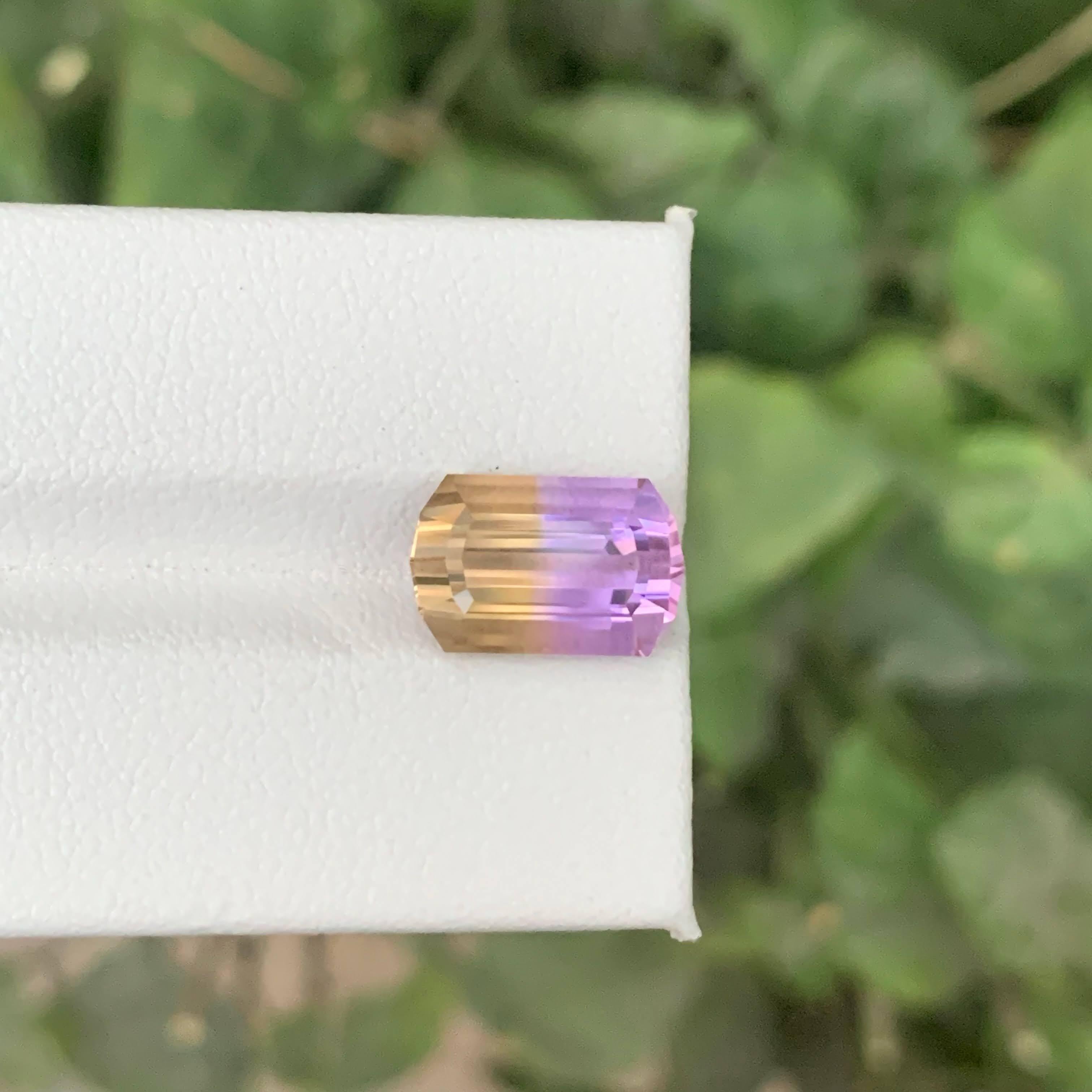 4.80 Carat Natural Loose Bi Color Ametrine Stone Emerald Cut Bolivian Gemstone For Sale 6