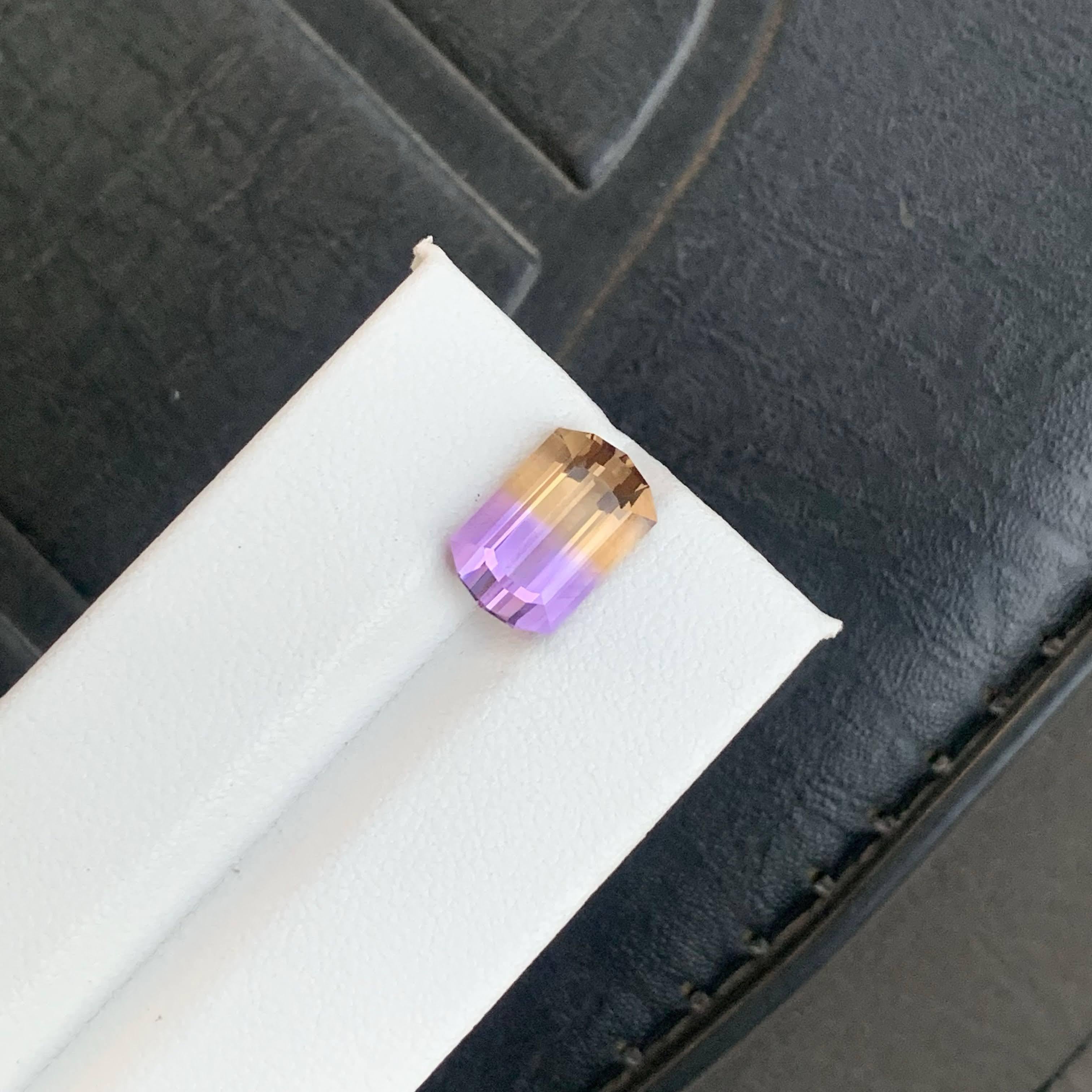 4.80 Carat Natural Loose Bi Color Ametrine Stone Emerald Cut Bolivian Gemstone For Sale 2