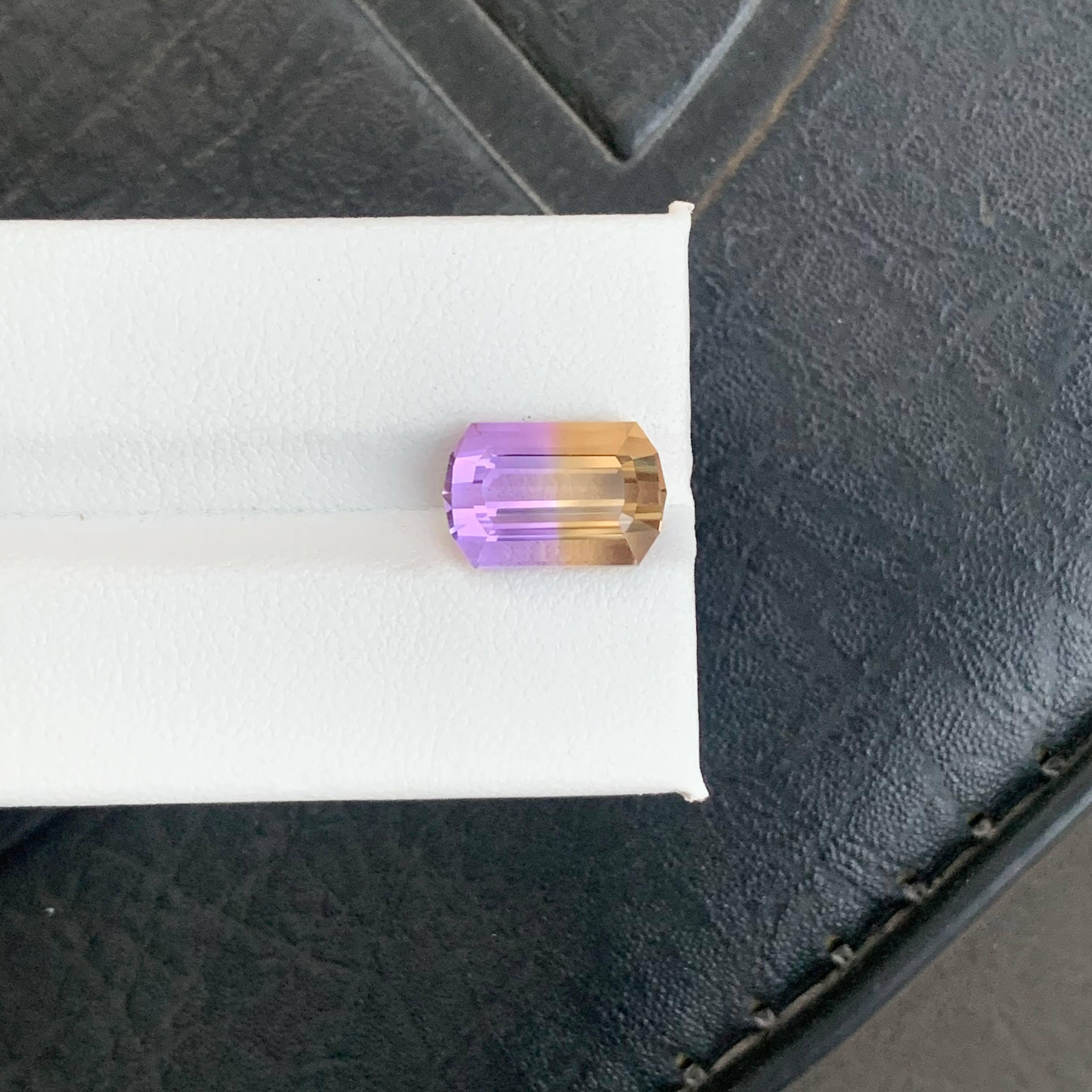 4.80 Carat Natural Loose Bi Color Ametrine Stone Emerald Cut Bolivian Gemstone For Sale 3