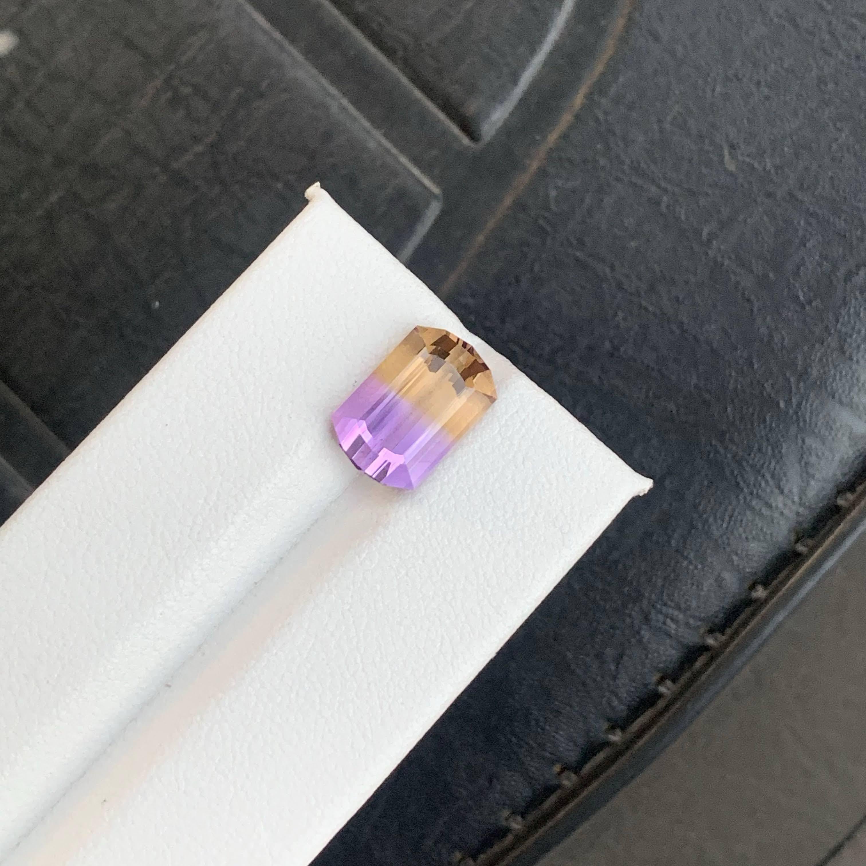 4.80 Carat Natural Loose Bi Color Ametrine Stone Emerald Cut Bolivian Gemstone For Sale 4