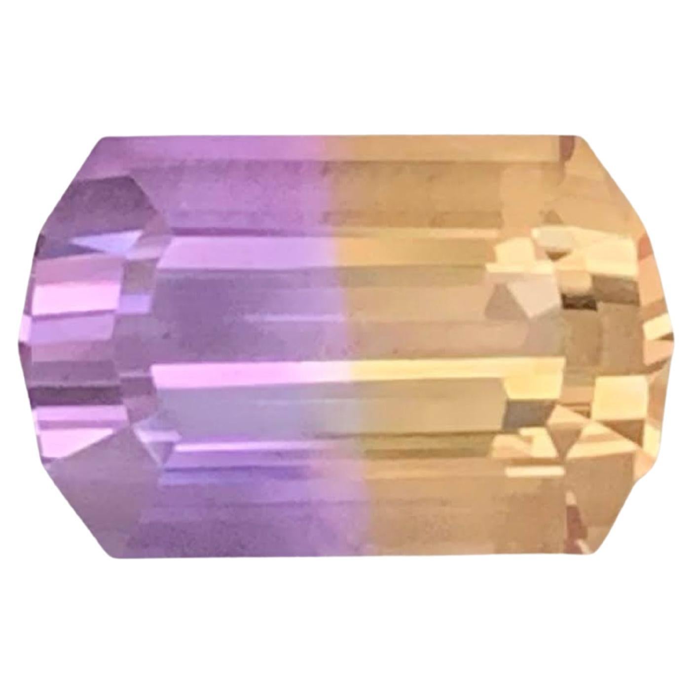 4.80 Carat Natural Loose Bi Color Ametrine Stone Emerald Cut Bolivian Gemstone