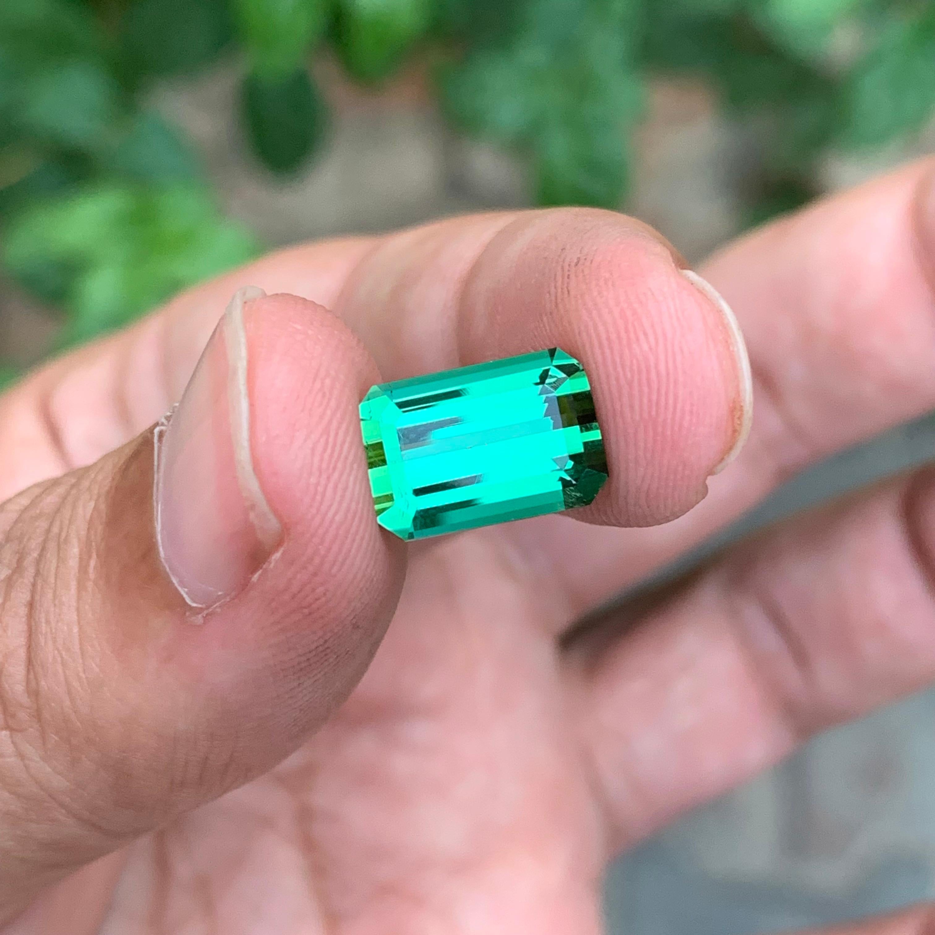 4.80 Carat Natural Loose Green Tourmaline Emerald Shape Gemstone (pierre précieuse en forme d'émeraude) en vente 3