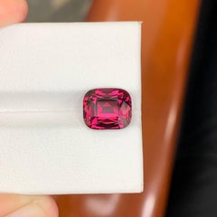4.80 Carat Natural Loose Pinkish Red Garnet Stone Cushion Cut Tanzanian Gemstone