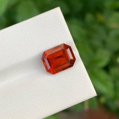 4.80 Carat Natural Loose Smoky Hessonite Garnet Emerald Shape Gem For Jewellery