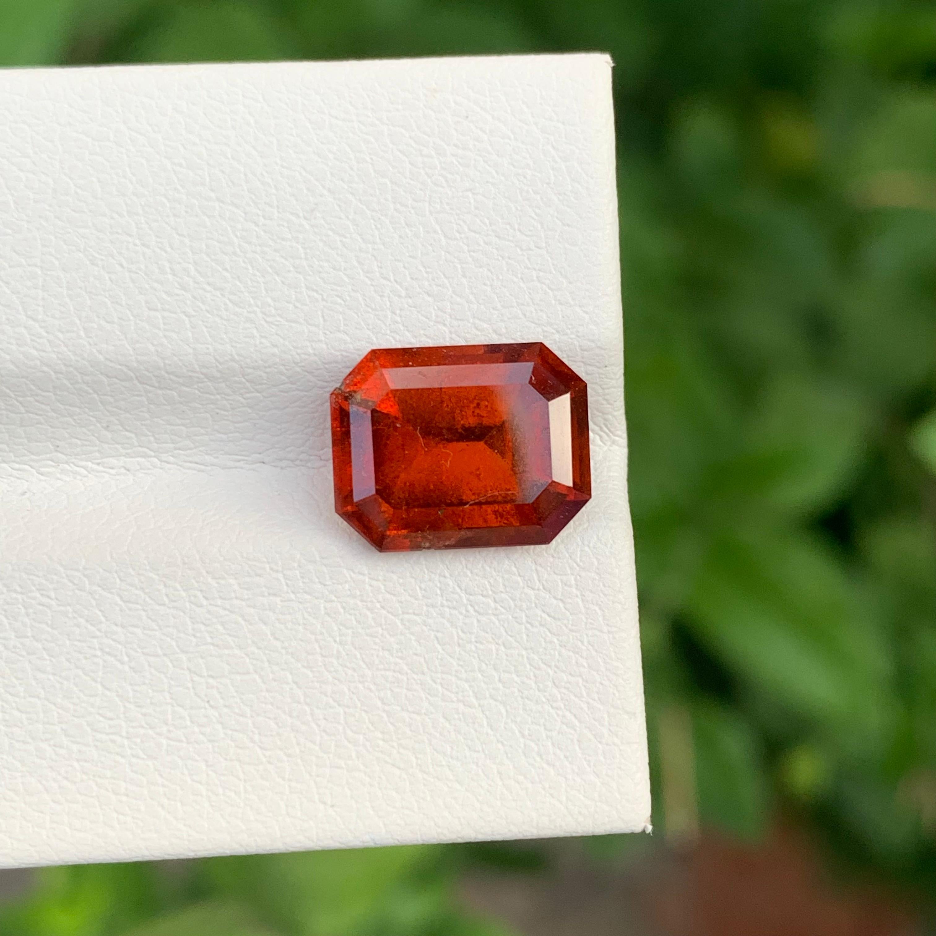 Arts and Crafts 4.80 Carat Natural Loose Smoky Hessonite Garnet Emerald Shape Gem For Jewellery For Sale