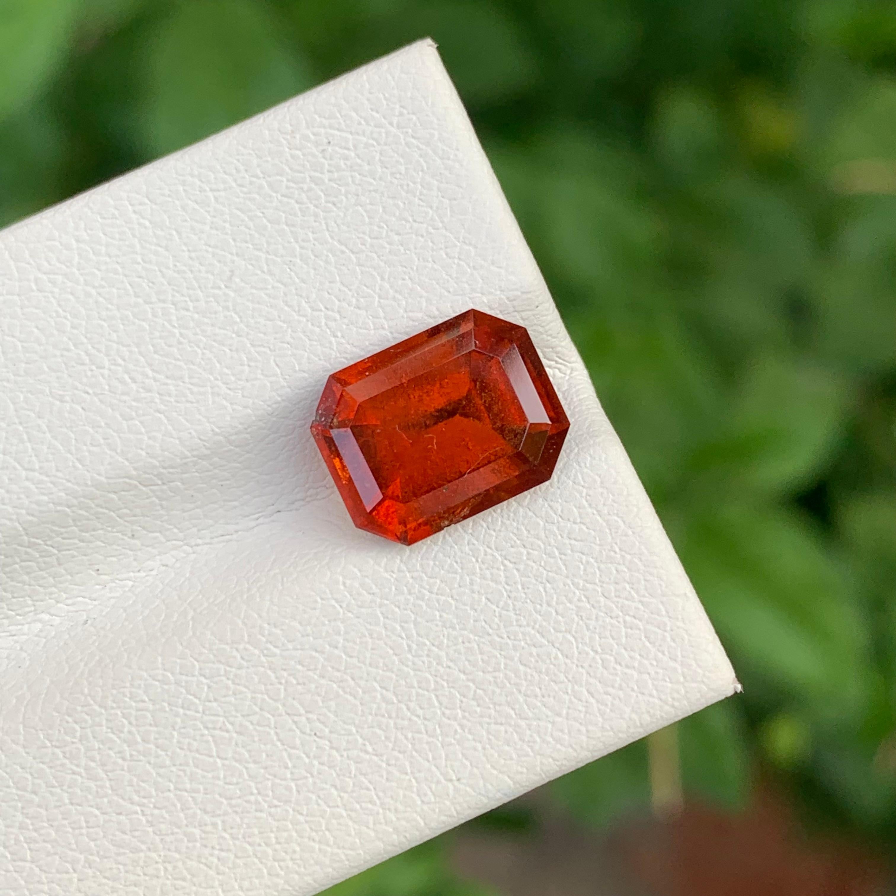 Emerald Cut 4.80 Carat Natural Loose Smoky Hessonite Garnet Emerald Shape Gem For Jewellery For Sale