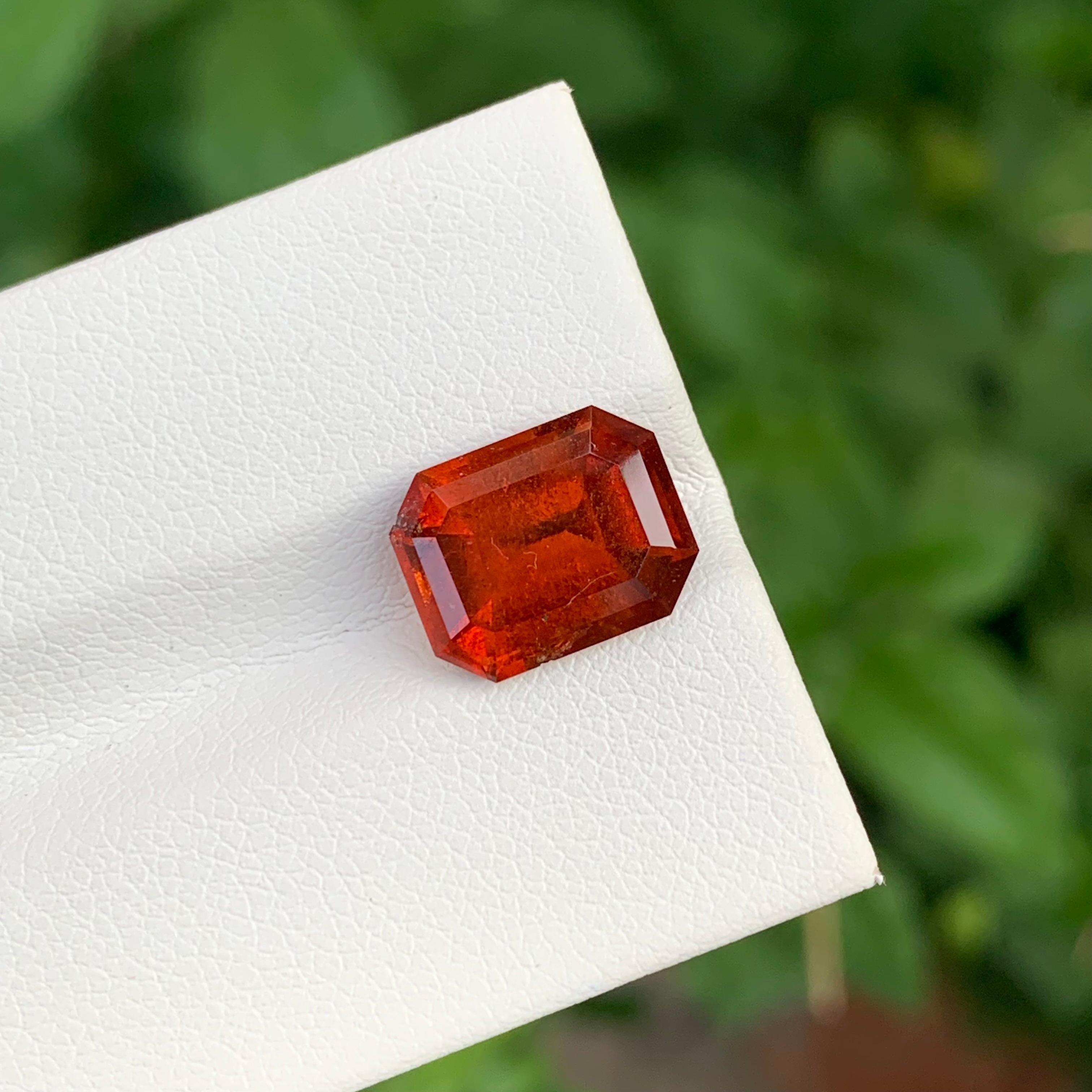 Women's or Men's 4.80 Carat Natural Loose Smoky Hessonite Garnet Emerald Shape Gem For Jewellery For Sale