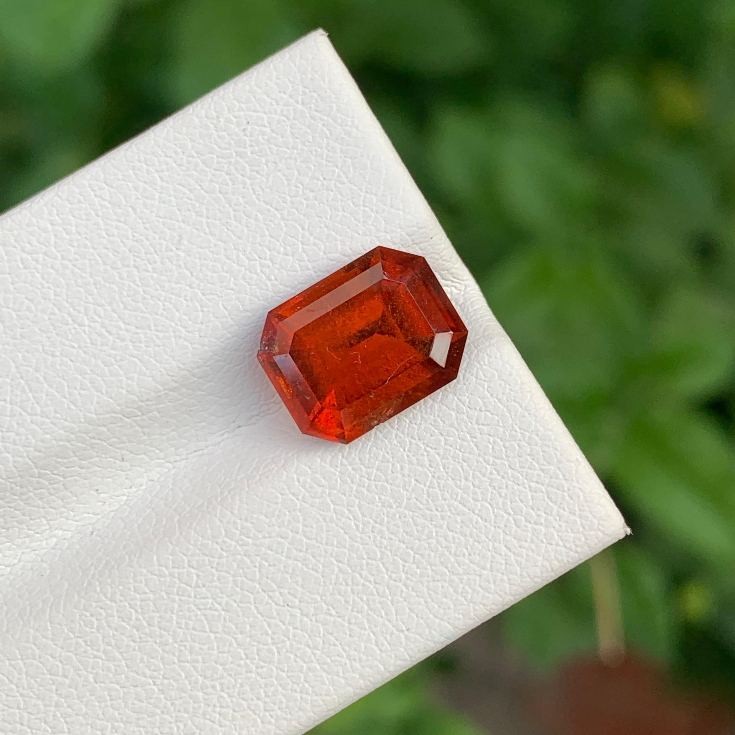 4.80 Carat Natural Loose Smoky Hessonite Garnet Emerald Shape Gem For Jewellery For Sale 1