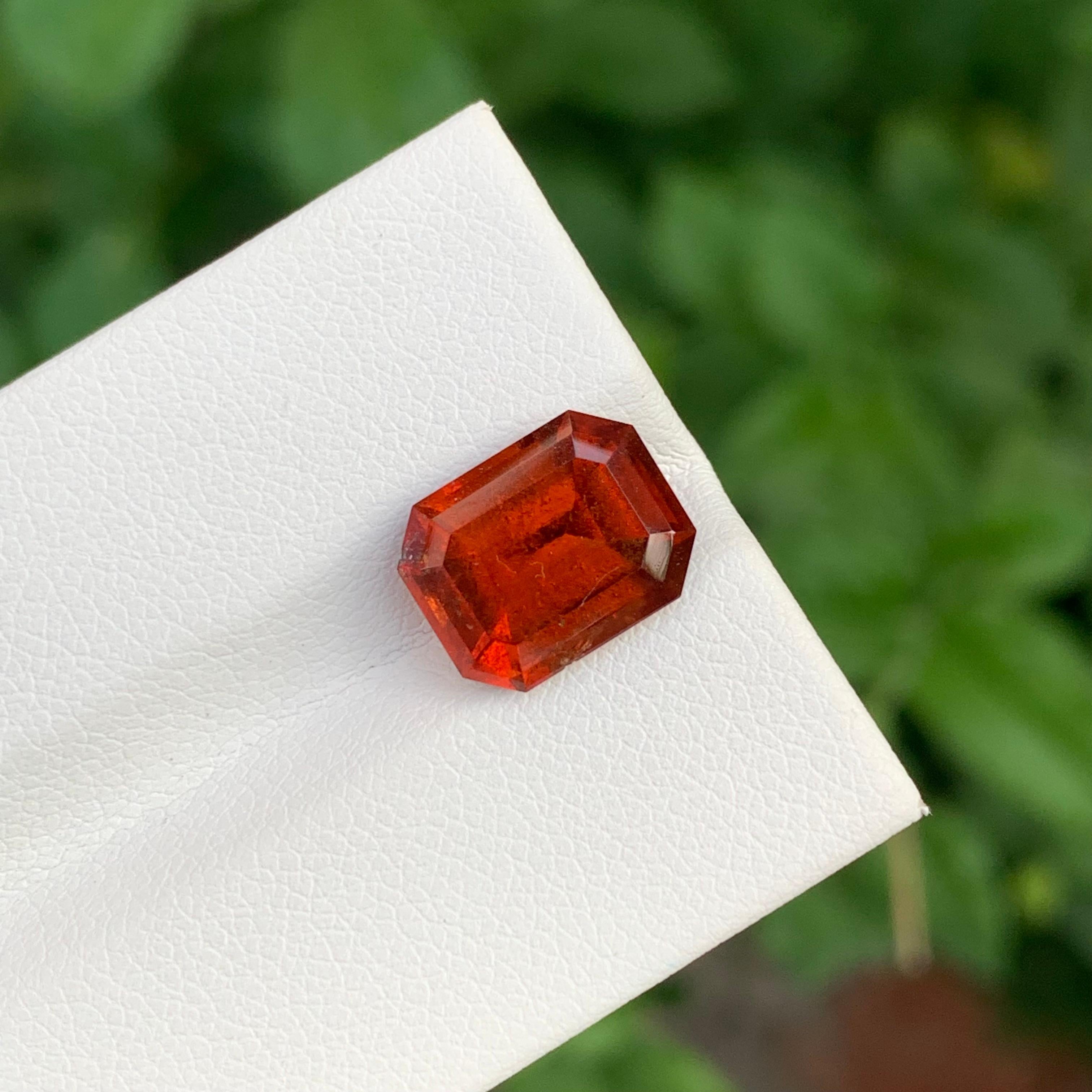 4.80 Carat Natural Loose Smoky Hessonite Garnet Emerald Shape Gem For Jewellery For Sale 2