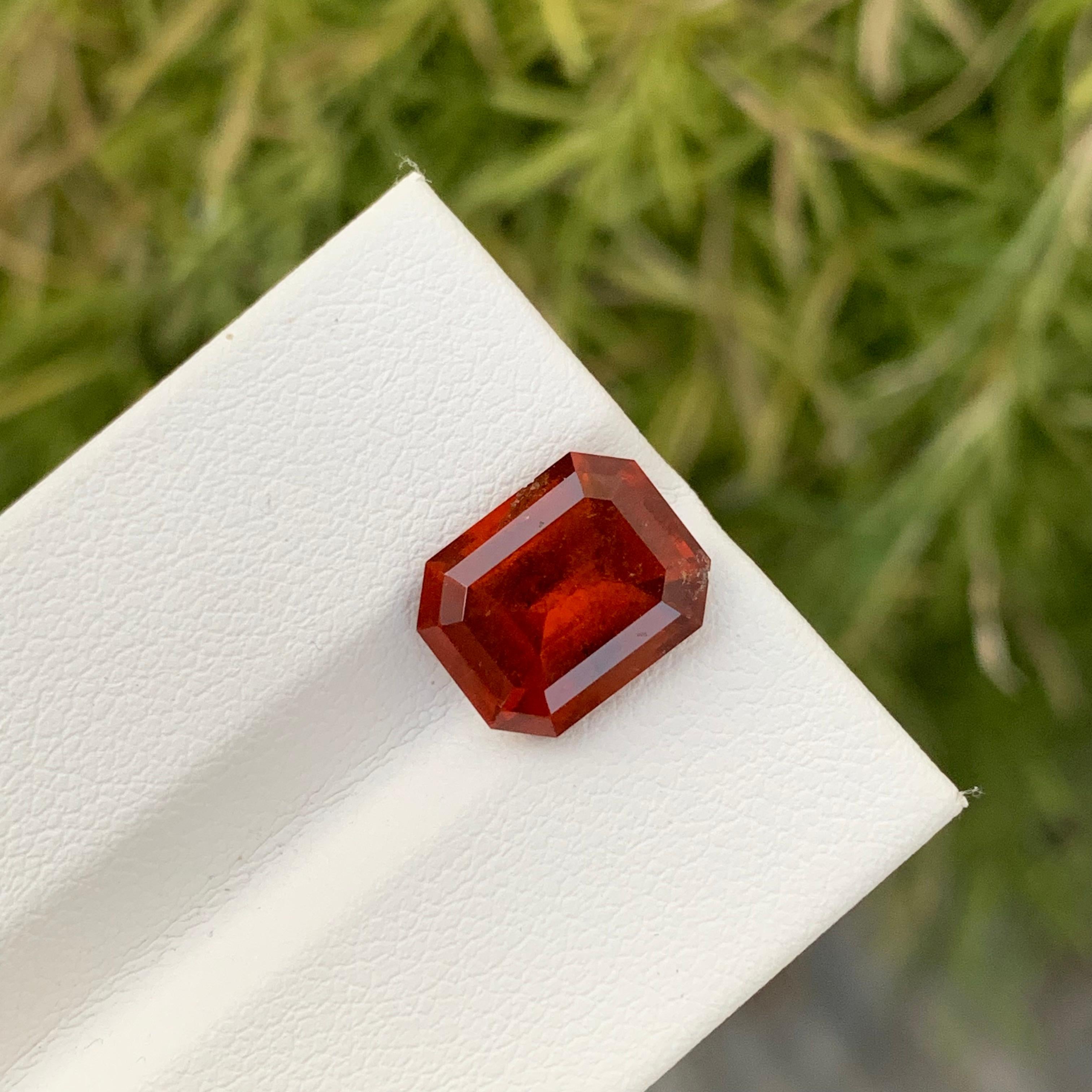 Loose Spessartine Garnet
Weight: 4.80 Carats
Dimension: 11 x 8.7 x 5.8 Mm
Colour: Orange
Treatment: Non
Shape: Emerald 
Certificate: On Demand


Spessartine garnet, often referred to simply as spessartine, is a captivating gemstone prized for its