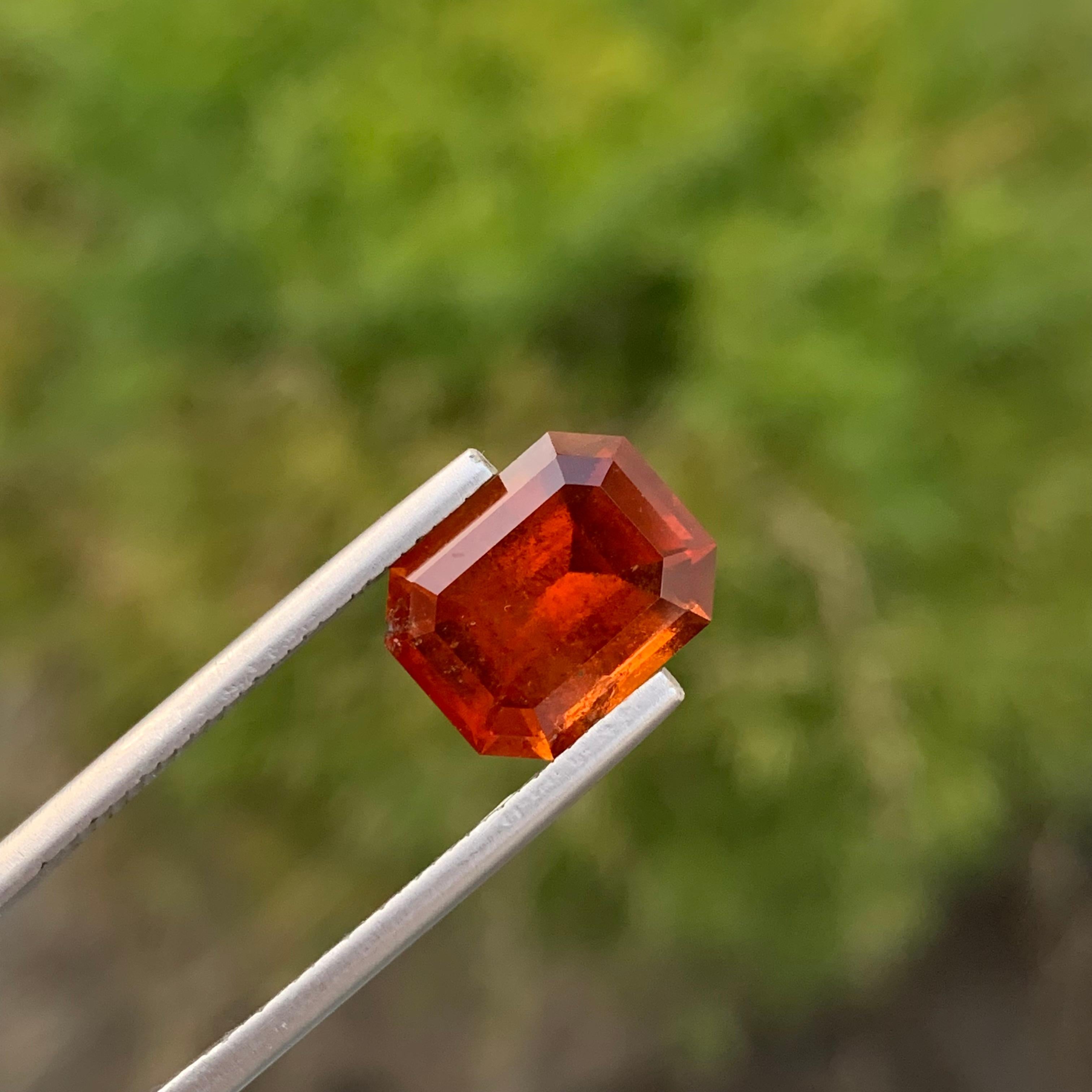 Arts and Crafts 4.80 Carat Natural Loose Spessartine Garnet Emerald Shape Gem For Jewellery  For Sale