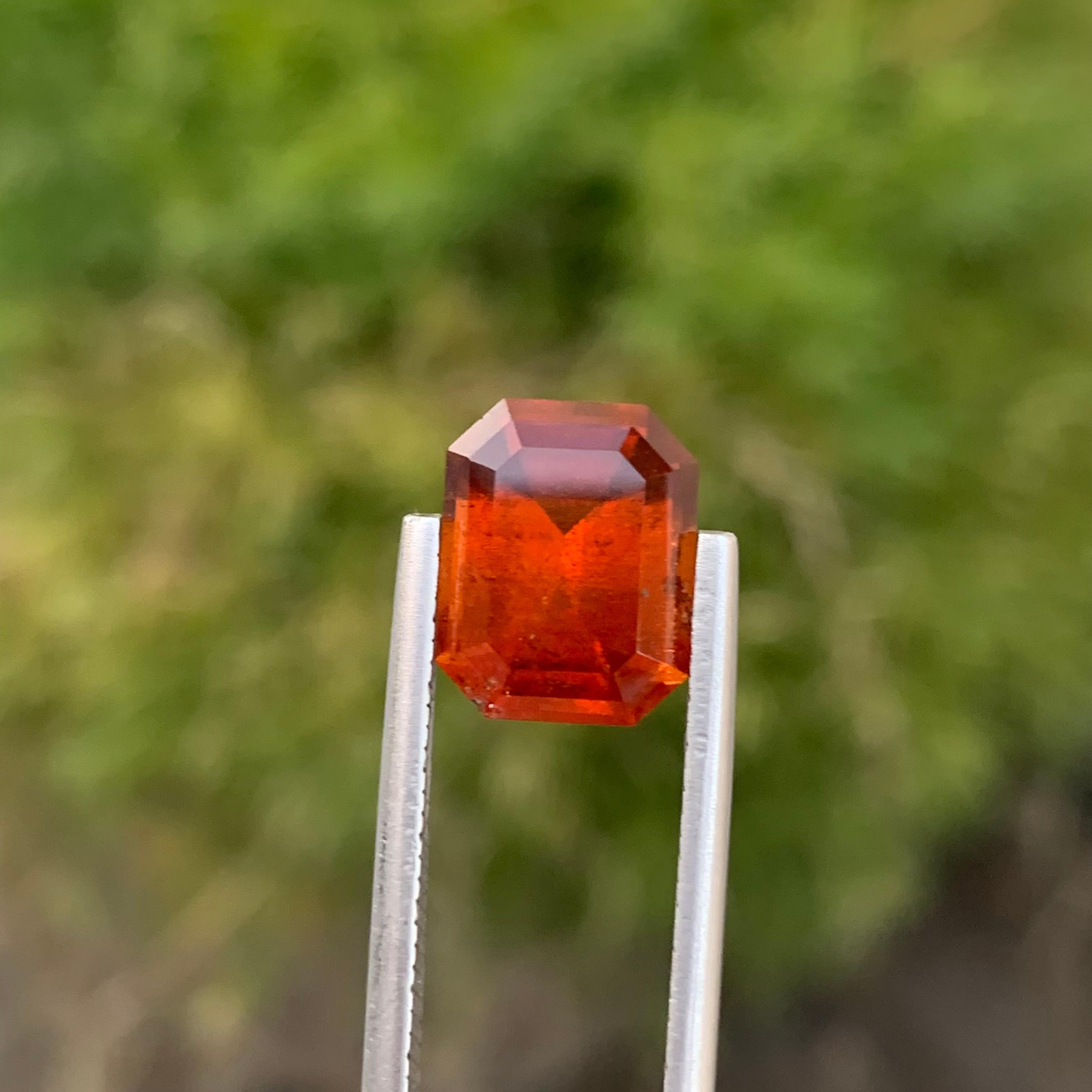 Women's or Men's 4.80 Carat Natural Loose Spessartine Garnet Emerald Shape Gem For Jewellery  For Sale