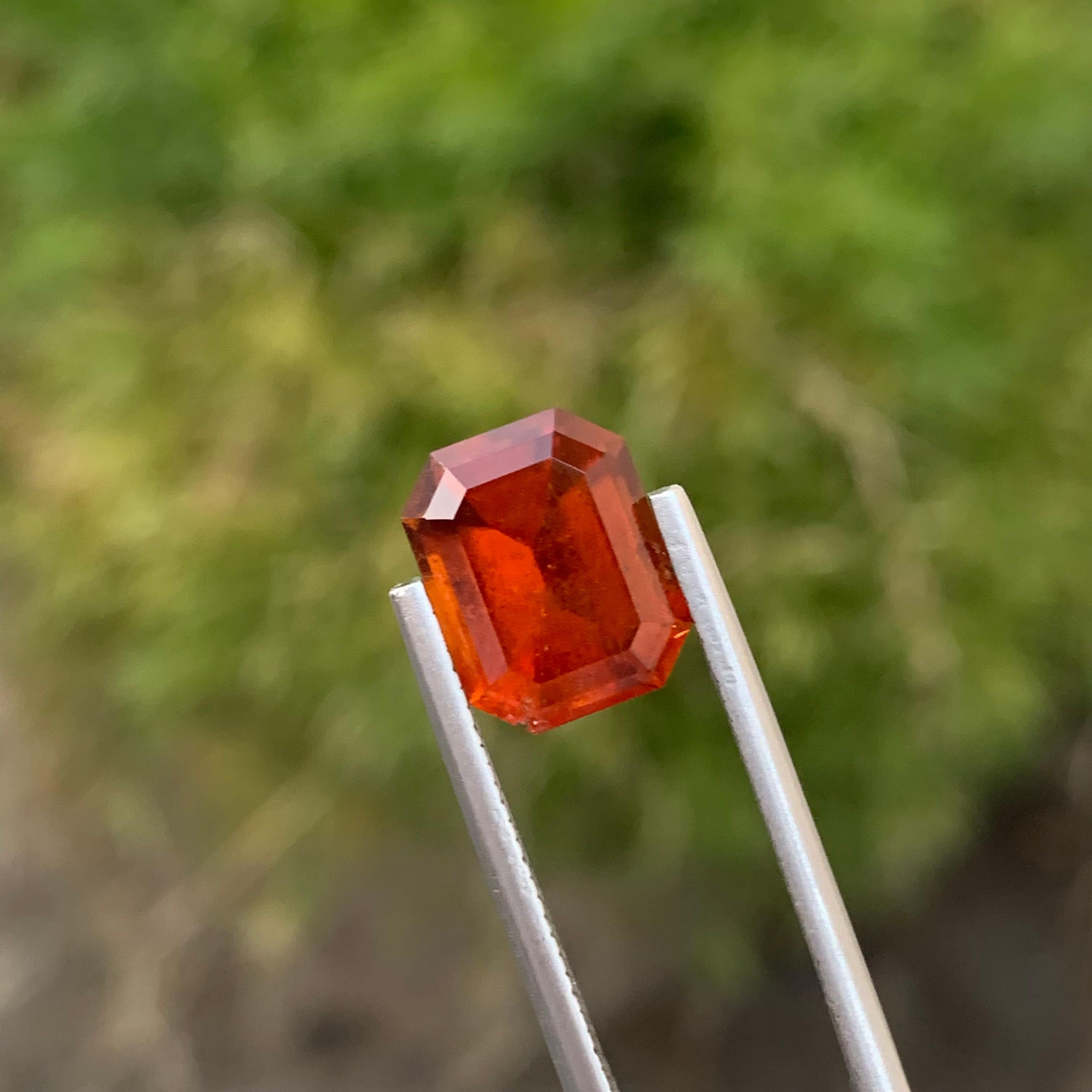 4.80 Carat Natural Loose Spessartine Garnet Emerald Shape Gem For Jewellery  For Sale 2