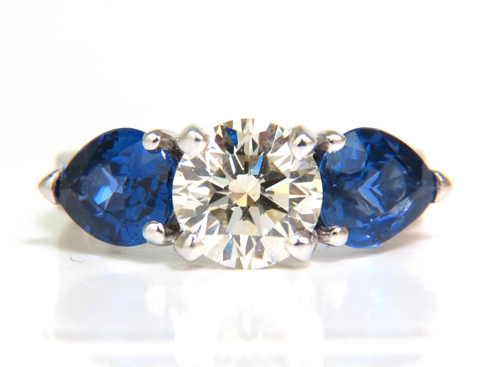 Round Cut 4.80 Carat Natural Sapphires Diamond Ring Three-Stone Classic