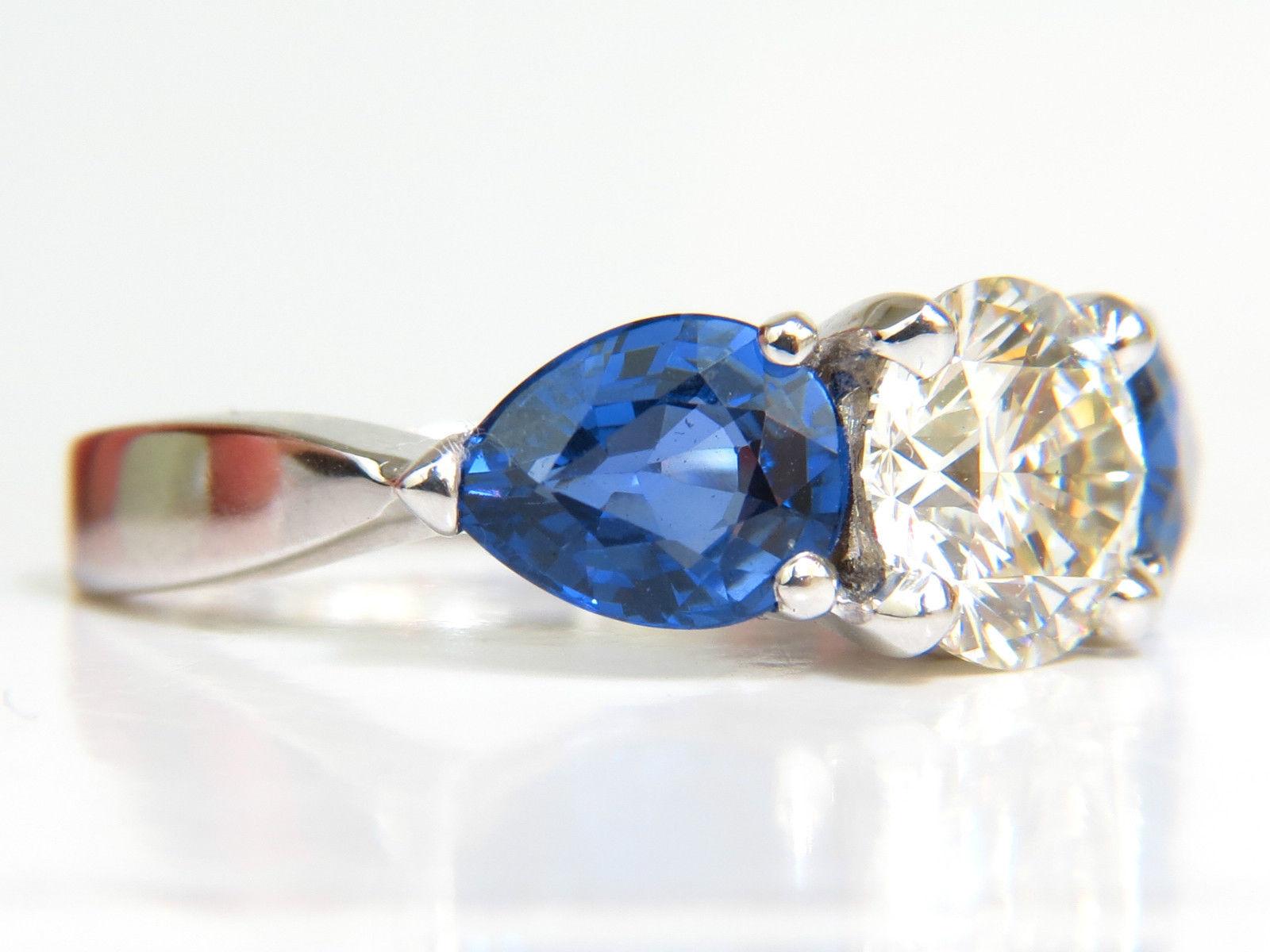 4.80 Carat Natural Sapphires Diamond Ring Three-Stone Classic 1