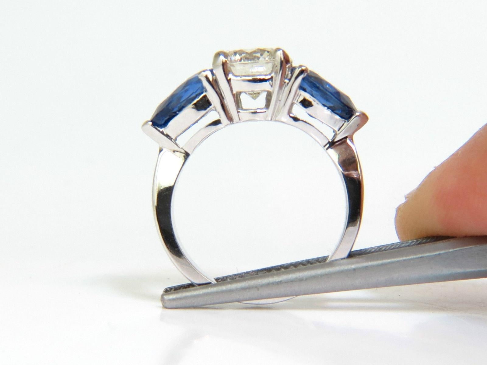 4.80 Carat Natural Sapphires Diamond Ring Three-Stone Classic 2