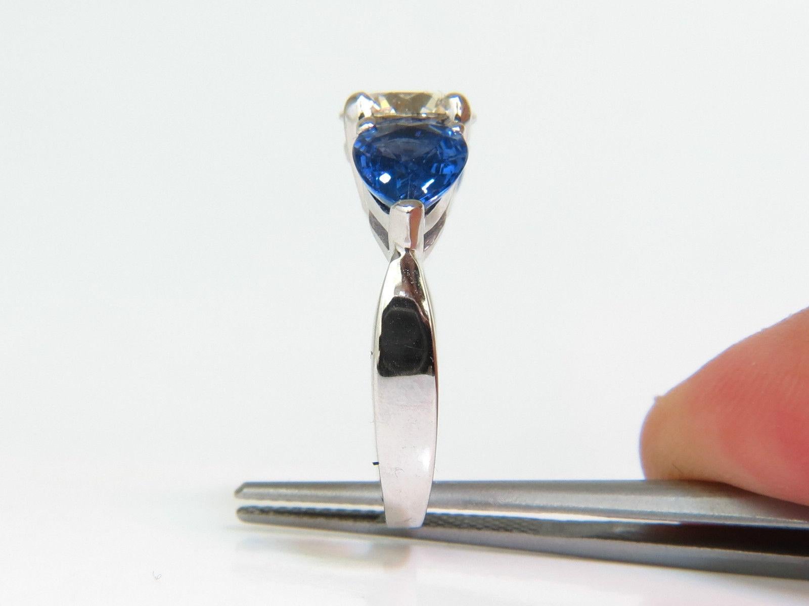 4.80 Carat Natural Sapphires Diamond Ring Three-Stone Classic 3