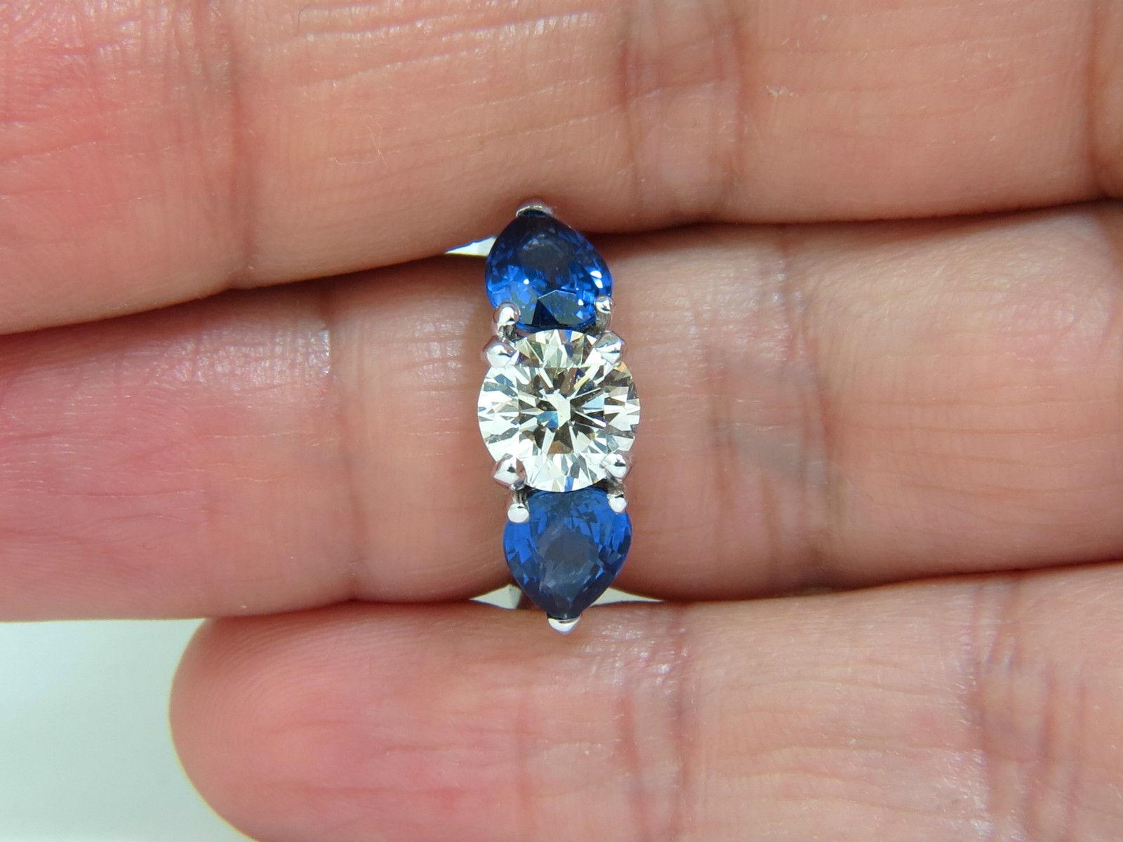 4.80 Carat Natural Sapphires Diamond Ring Three-Stone Classic 4