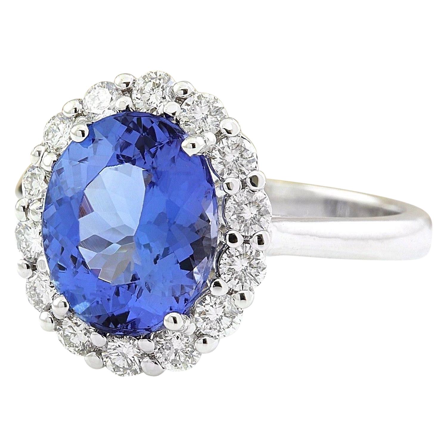 4.80 Carat Natural Tanzanite 14K Solid White Gold Diamond Ring
 Item Type: Ring
 Item Style: Engagement
 Material: 14K White Gold
 Mainstone: Tanzanite
 Stone Color: Blue
 Stone Weight: 3.20 Carat
 Stone Shape: Oval
 Stone Quantity: 1
 Stone