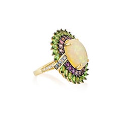 Sunita Nahata Opal 4.80ct. Fancy Ring in 18KYG with Gemstone and Diamond.