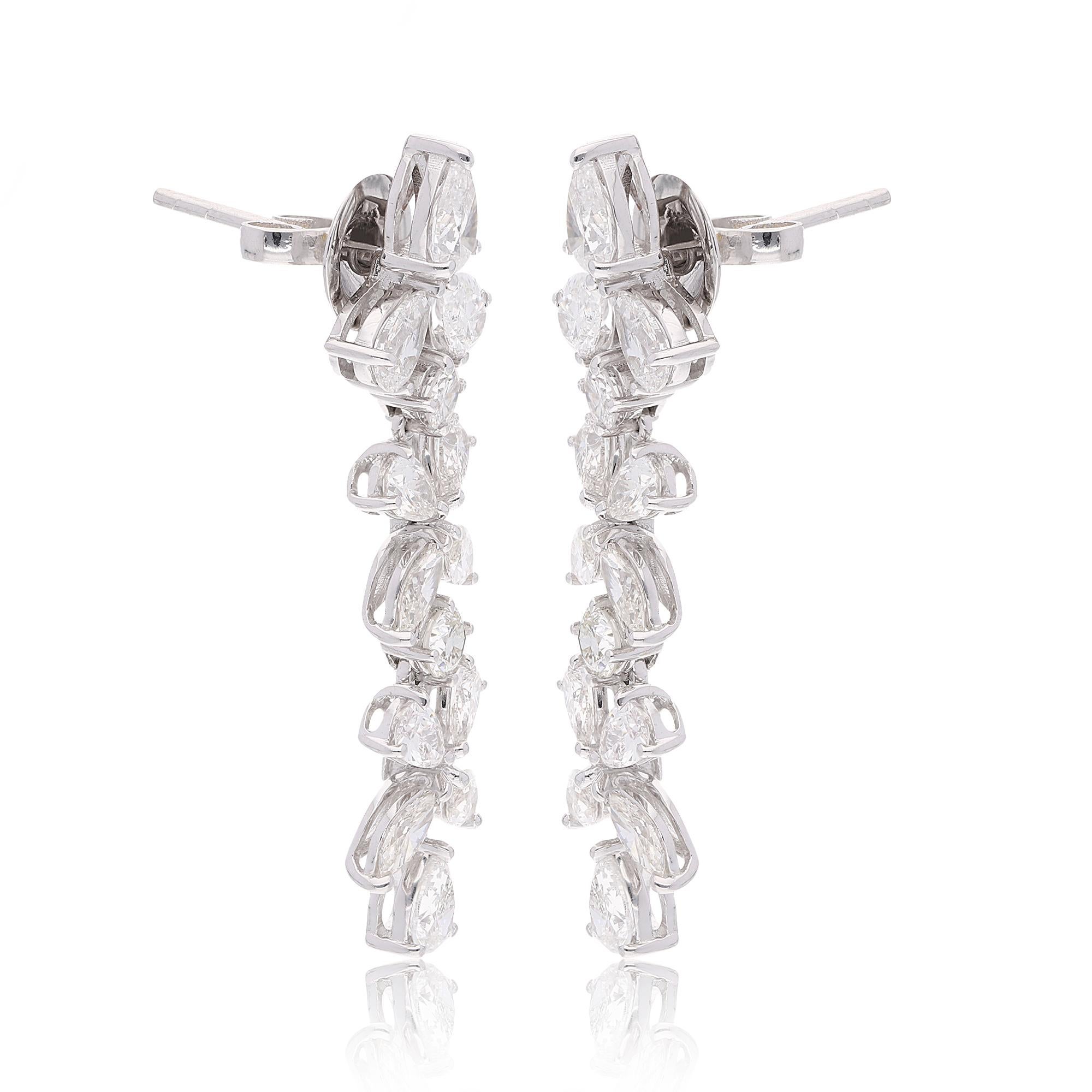 Boucles d'oreilles pendantes en or blanc 18 carats 4.80 carats poire, marquise et diamants ronds Pour femmes en vente