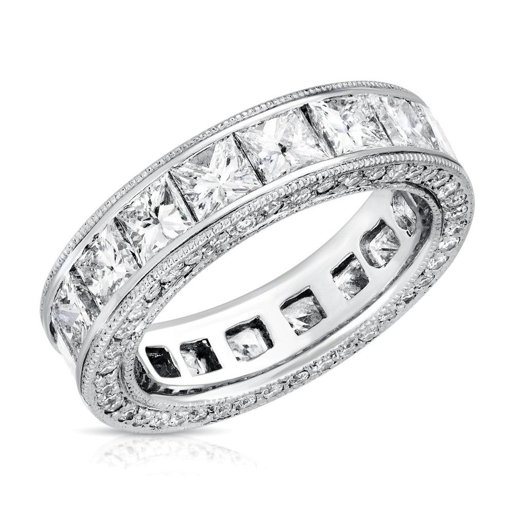 For Sale:  4.80 Carat Princess Cut Diamond Eternity Band G, VS in Gold Channel Set 4
