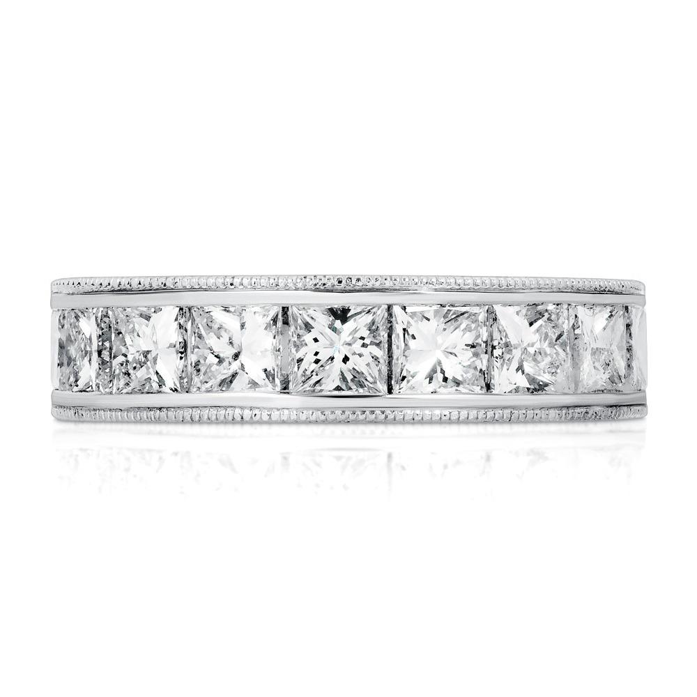 For Sale:  4.80 Carat Princess Cut Diamond Eternity Band G, VS in Gold Channel Set 6