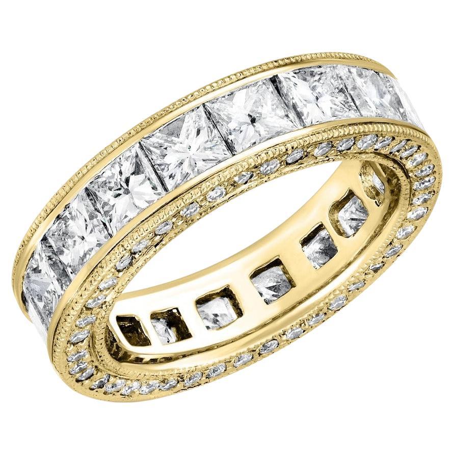 For Sale:  4.80 Carat Princess Cut Diamond Eternity Band G, VS in Gold Channel Set