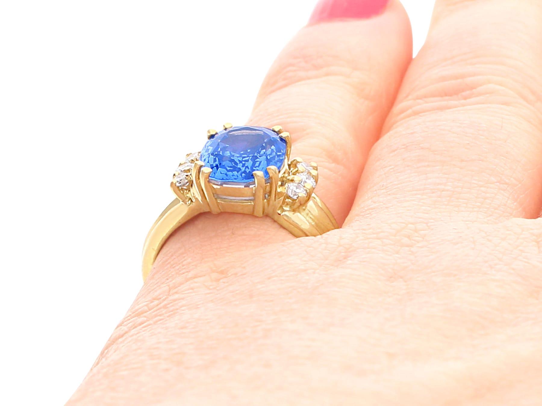 4.80 Carat Sapphire and Diamond Yellow Gold Cocktail Ring For Sale 3